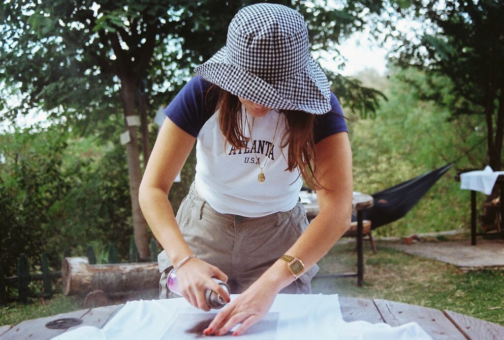 Person working at a table